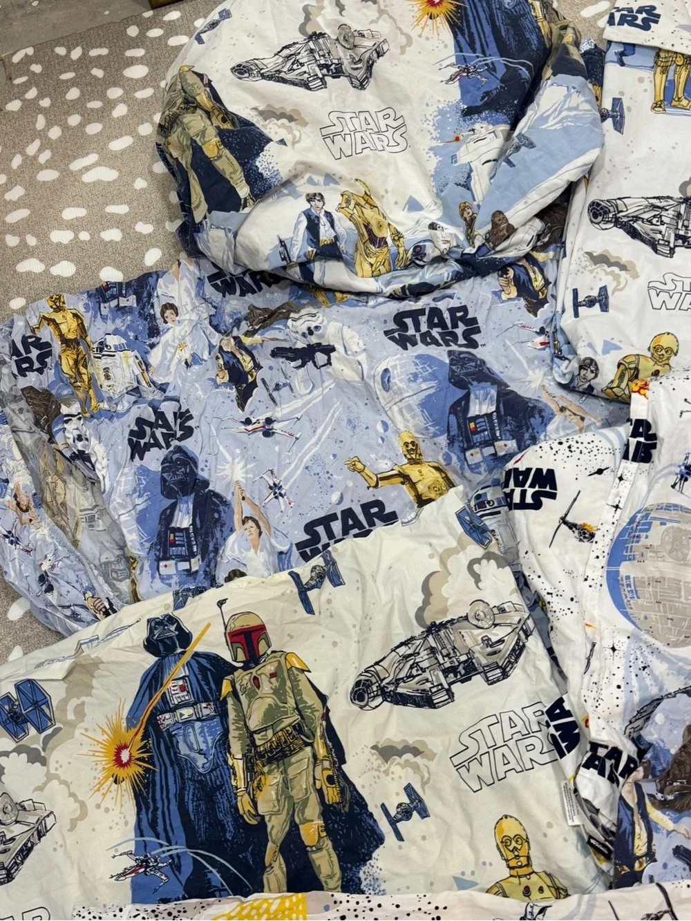 Pottery Barn Kids Star Wars bundle set flat sheet fitted pillowcases twin boys